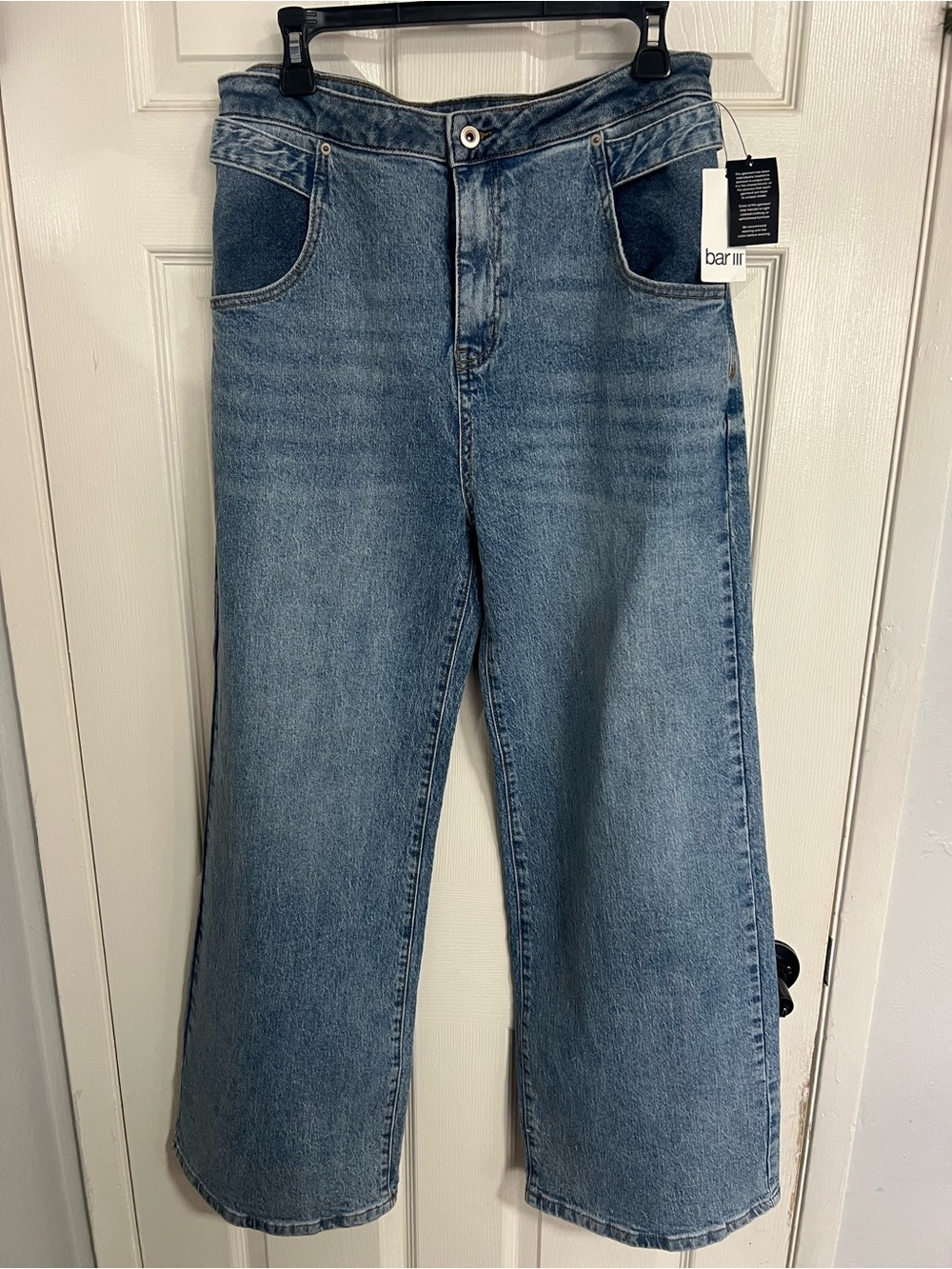 Bar III Vintage Wash Wide-Leg Jeans in Light Blue